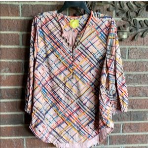 Anthropologie Maeve Colorful Tunic Top 3/4 Sleeve